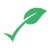 Green leaf with check mark icon symbolizing eco-friendly approval
