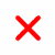Red cross symbol on a white background indicating a negative or incorrect sign
